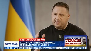 32K views · 538 reactions | Andriy Yermak, Head of the Office of the President of Ukraine, joined NEWSMAX correspondent Shelby Wilder on Monday's "Spicer & Co." to reflect on one year of war with Russia, recent peace plan remarks made by China and more. | NEWSMAX | Facebook
