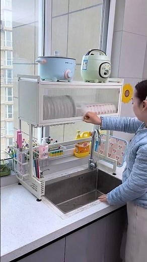 This sink dish rack is placed on the sink, allowing you to easily store washed dishes #wallmount