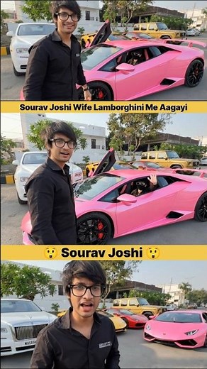 Sourav Joshi Wife Face Reveal And Driving Lamborghini 😱 #souravjoshi #wifereveal #facereveal #lambo