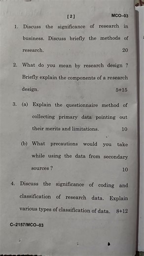 IGNOU MCOM MCO-03 Research Methodology And statistical Analysis Q-P #ignou #mcom #questionpaper