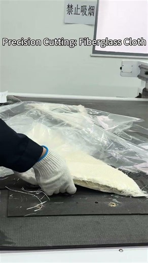 High-speed Oscillating Knife cutting Fiberglass Cloth. Precise & Clean!