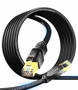 AMPCOM 6.6ft Cat8 Ethernet Cable Ultra Flexible, Super Soft Network Patch Cord High Speed 40Gbps 2000Mhz S/FTP Double Shielded Lan Cable For Gaming, PS5, PoE, 5G Internet, Router, Black
