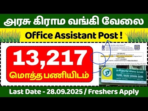 13,217 Vacancy 😍 அரசு கிராம வங்கியில் / IBPS RRB Office Assistant & Officer Posts / jobs for tamila
