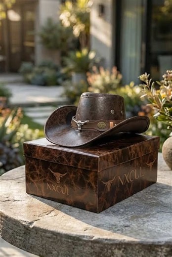 Vintage Cracked Leather Cowboy Hat for Men & Women