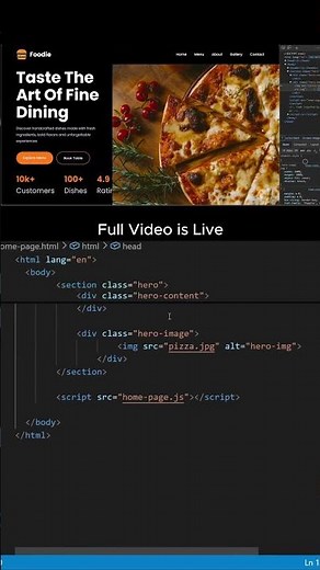 Build responsive Home page using html, css and js #shorts #viral #coding #programming #frontend