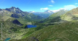 Aerial 4k - Sorvolo del Passo Viola fra la Val Viola (IT) e la Valle di Campo (CH) - mt. 2455