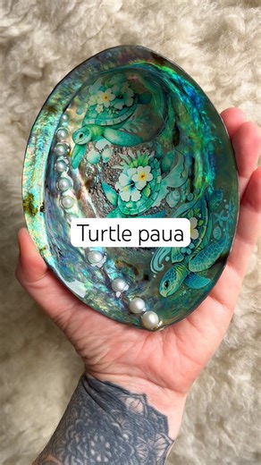 Ocean Treasure 🐢✨ Paua Shell with Turtles