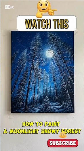 PAINTING A MOONLIGHT SNOWY FOREST || ACRYLIC PAINTING TUTORIAL. ARTIST: Feliks k