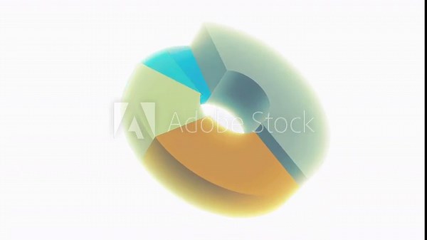 An animated 3D looping donut chart with independently expanding and contracting segments. Ideal for dynamic data visualization, business presentations, and infographics. Modern, clean, and vibrant