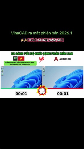 ⁉️ PHẦN MỀM CAD VIỆT NHƯNG TỐC ĐỘ LẠI NHANH HƠN PHẦN MỀM CAD NƯỚC NGOÀI!?? 👉Khởi động nhanh gấp 2 lần! 👉Mở file bản vẽ chưa đến 5s! 👉Zoom – Snap – Thao tác mượt, không giật lag 👉Cài đặt nhanh – dùng ngay – không rườm rà 🔥Chỉ có thể là VinaCAD - Phần mềm CAD đầu tiên của người Việt, dành riêng cho người Việt 🎉 Chào mừng năm mới – VINACAD 2026.1 CHÍNH THỨC RA MẮT Đây là bản cập nhật tập trung mạnh vào hiệu năng – độ mượt – trải nghiệm sử dụng thực tế: 👉 Giải quyết triệt để tình trạng giật, 