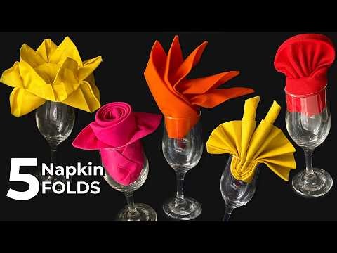 5 Easy Napkin Folds in a Glass
