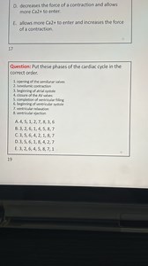 Put these phases of the cardiac cycle in the correct order.  op... | Filo