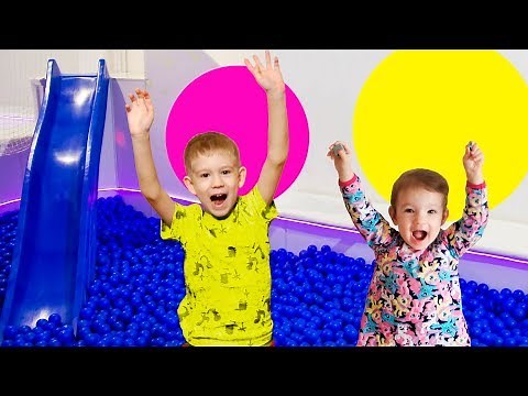 Ball Pit Show. Kids Play in the POOL with a lot of BALLS and slide.