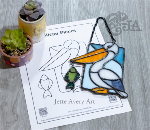 Pattern- Stained Glass Pelican Suncatcher - Etsy