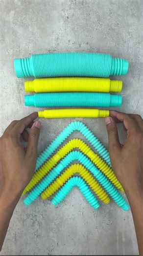 Cool Tones Pop Tube ASMR 💙💛 Neon & Primary Fidget Tubes Crinkling Sounds | No Talking #asmr #diy