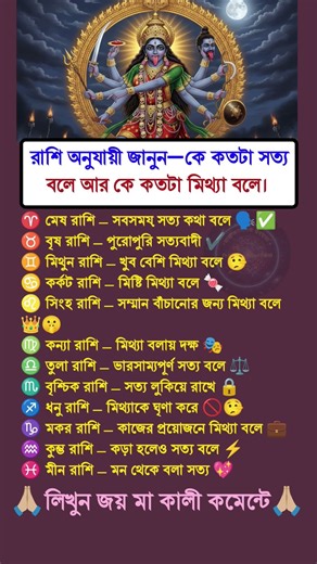 রাশি অনুযায়ী জানুন-কে কতটা সত্যবলে আর কে কতটা মিথ্যা বলে।#rashifal #astrology #shortvideo part-56