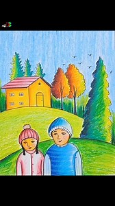 Winter season scenery drawing #drawing | Drawing Book