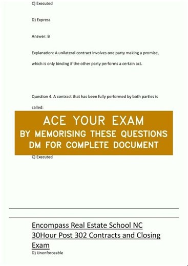 Encompass Real Estate School NC 30Hour Post 302 Contracts and Closing Exam video