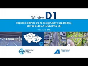 Dálnice D1– Rozšíření na šestipruhové uspořádání, stavba 01191.A MÚK Brno-jih (vizualizace 2025)