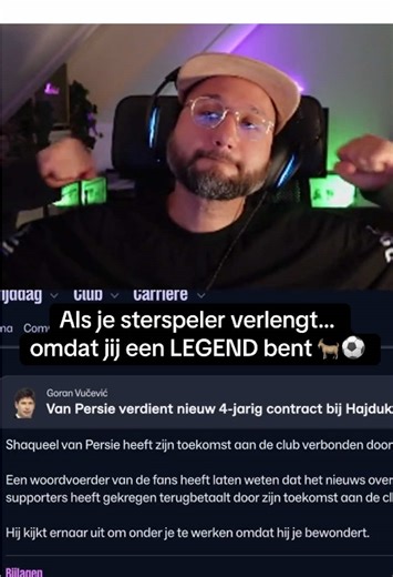 Dit is zó’n typisch Football Manager-moment. Mijn sterspits Shaqueel van Persie verlengt zijn contract bij Hajduk Split. Niet vanwege geld. Niet vanwege clausules. Maar omdat hij het geweldig vindt om met mij te werken. Omdat hij mij ziet als een legend. Dit soort momenten… dáár speel je FM voor. 💙 Herkenbaar? #fm26 #footballmanager #hajduksplit #fmcommunity #raytactico