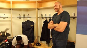 Tyson Fury visits Dereck Chisora in his dressing room to offer support ahead of his European title fight and IBF World title eliminator against Kubrat Pulev #PulevChisora | Wasserman Boxing