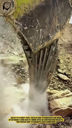 This is the Process of Breaking Hard Rocks with an Excavator Ripper- Good tools and machinery