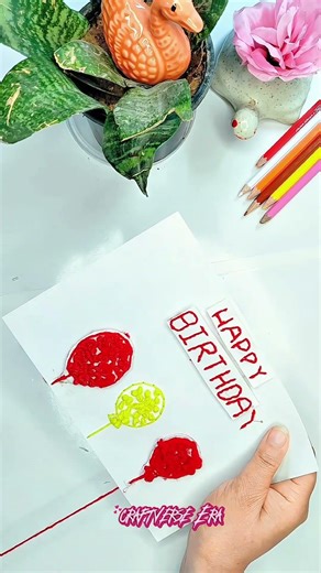 Beautiful Handmade Birthday Card with Thread 🎂🎈#birthday #embroidery #shortsfeed #trending #shorts