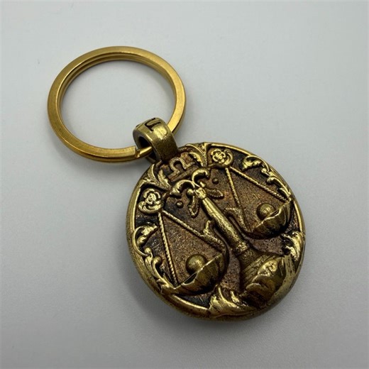 Libra Zodiac Keychain Brass Astrology Pendant Ring Celestial Horoscope Symbol Accessory - Etsy