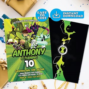 Editable Ben 10 Birthday Invitation Template (digital) - Etsy