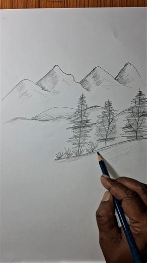 How to Draw Trees in Mountain Landscape with Pencil | Part 2 | Dhruvi Art