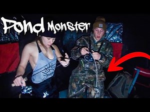 ICE FISHING for POND MONSTER’S after Dark!! (Late Night fishing!!!)