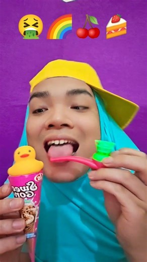 Asmr America's🧃🥰Original Bubble Bubble Gum (3 Fruit Flavors) And yellow duck ice cream 😋