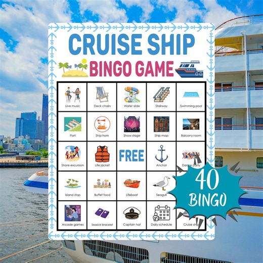 Cruise Ship Bingo Game Printable Travel Ocean Activity for Kids Classroom Vacation Party and Family Learning Fun - Etsy