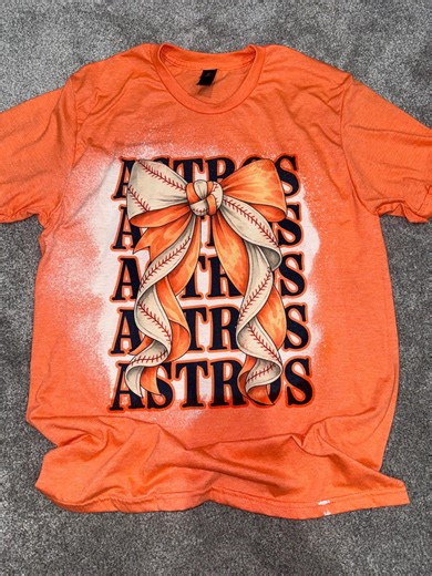 Houston Astros Bleached Baseball Tee • Coquette Bow Design - Etsy