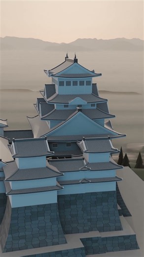 Himeji Castle's Great Keep in 3D: Stone Base to Walls #Shorts