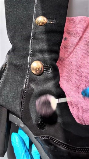 👉 From Dull to Rich Black 🖤 Suede Fendi Boot Refresh #asmr #luxuryrestoration