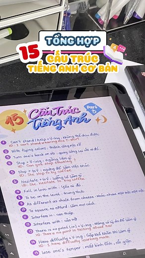 15 Cấu trúc tiếng anh cơ bản bạn ko thể bỏ qua nếu muốn đạt điểm cao 💖#iloveielts #takenotes #english #fyp