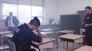 School crime scene after tragedy in class