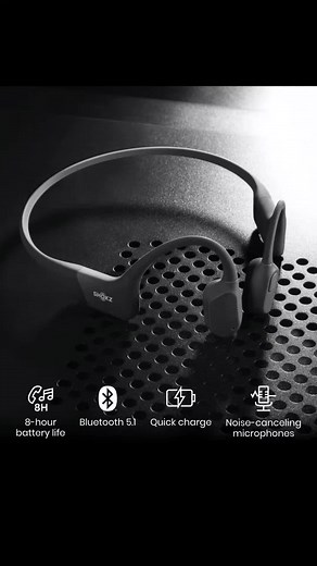 *SHOKZ OpenRun (AfterShokz Aeropex) - Open-Ear Bluetooth Bone Conduction Sport Headphones - Sweat Resistant Wireless Earphones for Workouts and Running - Built-in Mic, with Headband*