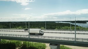 Long Distance Truck Freight Drive Highway Road Big Lorry Move Cargo Delivery