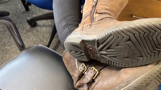 Just leaving work, looking forward to three whole days off, but before I go…I think my Ugg boots could do with a polish, I have been out on site today, so do you want to get down on your knees, and give them a clean for me?Actually if I leave them under my desk, you can stay all over the Easter break, get these Uggs cleaned up, tidy my desk, and lick my carpet clean, and have a brew waiting for me on Tuesday morning, and I will inspect your chores.