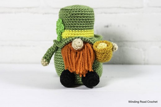 St. Patrick's Day Gnome Free Crochet Pattern - Winding Road Crochet