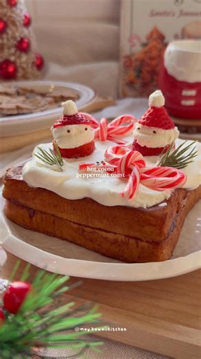 May Mahasiri | Food Content Creator 👩🏻‍🍳💓 on Instagram: "Peppermint Cocoa French Toast ☕🍫 Comment “recipe pls” and I’ll DM you the recipe! Please make sure to follow so the message goes through! The best Christmas french toast this season! Milk bread dipped in peppermint hot cocoa custard, then pan-fried in butter until it’s golden and irresistible. And let’s be real—the toppings are where the magic happens. Load it up with whipped cream, crushed candy canes, or whatever makes it feel like