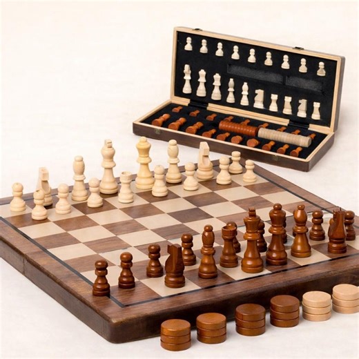 Magnetic Wooden Chess Set – Folding Board Game With Storage Case - Etsy