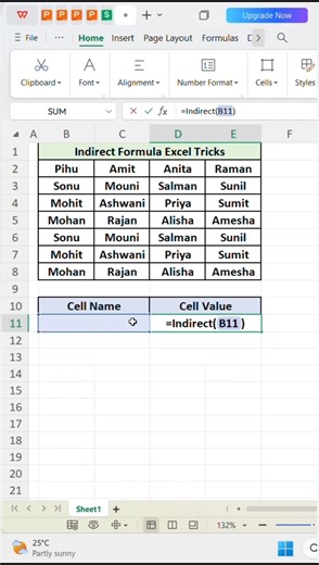INDIRECT Formula in Excel 🤯 | Dynamic Cell Reference Trick 🔥 Excel Tutorial 2026