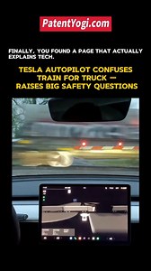 845K views · 367 reactions |  Tesla Autopilot reportedly mistook a train for a truck — a small glitch with massive safety implications. As self-driving tech advances, is safety keeping up? 樂 #autopilot #selfdriving #vehiclesafety #aierrors #technews | Patent Yogi | Facebook