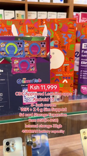 ElimuTab ET01 Key Features ✅RAM: 6GB(3 3GB) ✅Internal Storage: 32GB ✅Display: 8 inches, IPS LCD ✅OS: Android 13 ✅Chipset: MTK6592 CPU, 1.5-2.0GHZ ✅Connectivity: 4G, Wi-Fi, 3.5mm jack ✅Camera: Front 2MP, Back 5MP ✅Battery: 4,500mAh. ✅Protection: Puffed Casing 📞0722403535 📍Iconic business plaza, 5th floor, suite K13 #fyp #tiktokkenya #viral #CapCut #elimutablet