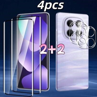 4pcs Set, Compatible With Note 13 Pro+/14 Pro/14 Pro 4G/14 Pro 5G/14 Pro+/15 4G/15 5G/15 Pro 4G/15 Pro 5G/15 Pro+/14 4G/14 5G/15 Pro/15 Pro+/13C/14C/15C/A5/15, 2pcs High-Definition Tempered Glass Screen Protector + 2pcs High-Definition Transparent Tempered Glass Camera Lens Protector, Full Coverage High-Definition Screen Protector, Anti-Scratch Film, Phone Protection, High Clarity, Smooth Surface, Shatterproof Material, Glass, Phone Screen Shield, For Tech Enthusiasts | SHEIN