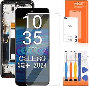 for Boost Celero 5G Plus 2024 Screen Replacement for Celero 5G Plus 2024 LCD Display Digitizer Touch Screen Assembly Repair Parts with Frame(3rd Version)