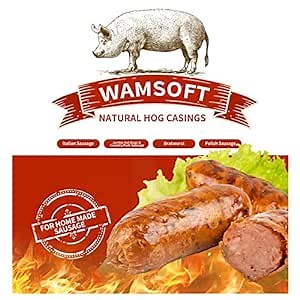 WAMSOFT Premium Natural Hog Casings for Sausage Making: Artisanal Sausage Makers,8 oz. Vacuum Sealed Bag - Hog Casings for 35 lbs. Meat